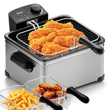 WHALL Deep Fryer, 3 Baskets, 5L Oil Capacity, Adjustable Temperature Control, Fryers price