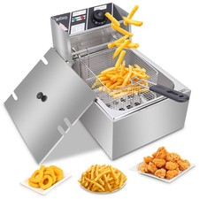 2500W 6L Commercial Electric Deep Fryer Restaurant Stainless Steel 10.5QT W/Lid Fryers price