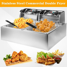 12L Electric Deep Fryer Dual Tank Stainless Steel 2 Fry Basket Commercial 5000W Fryers price