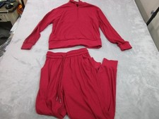 PrettyGarden Sweatsuit Womens Small Red Ribbed Knit 2 Piece Tracksuit Set Lounge Modest Wear Set price