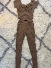 Active Wear Set Size Small Brown Perfect Condition Waffle Cone Texture Modest Wear Set price