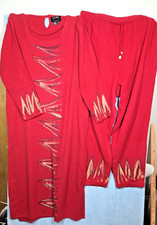 ASHRO RED TUNIC AND PANT SET SIZE XL AFRICAN MODEST PLUS ART TO WEAR LAGANLOOK * Modest Wear Set price