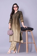 Indian Women’s Printed Chinnon Co-Ord Set Top & Pant Suit Ethnic Wear Modest Wear Set price