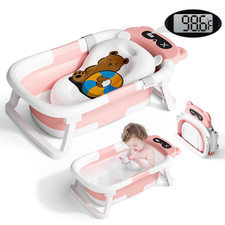 Foldable Baby Bathtub W/ Digital Thermometer Non Slip Newborn Infant Bath Tub Baby Bath Tub price
