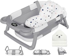 MoreFeel Collapsible Baby Bathtub for Newborn with Thermometer & 1 Hooded Towel Baby Bath Tub price