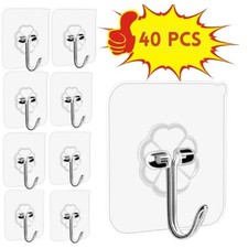 20-40pcs Adhesive Sticky Hooks Heavy Duty Clear Wall Seamless  Hooks Hangers US Bathroom Hooks price