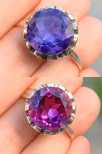 14K White Gold  ~6 CT Color Change Sapphire/Alexandrite Ring Sz. 7.75 5.99 Grams Colored Stone Ring price