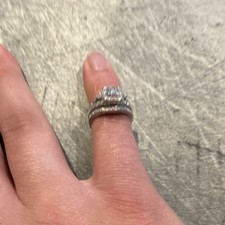 14K White Gold Princess Diamond Ring Set 0.55ct SI1-SI2 G-H Size 7.5 Colored Stone Ring price