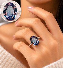 10 Ct Elegant Alexandrite Solitaire Ring – Vintage Jewelry- Crafted 925 Silver Colored Stone Ring price