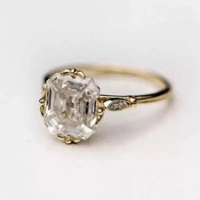 Art Deco Style 3.5Ct Asscher Cut Lab Created CZ Diamond Engagement Silver Ring Colored Stone Ring price