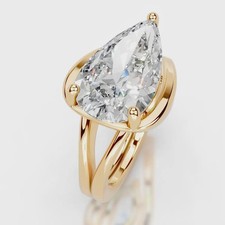 4 CT Pear Cut D Color VVS1 Diamond Engagement Solitaire Silver Ring For Women Colored Stone Ring price
