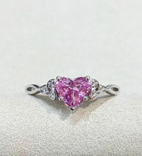 Lab Grown Pink Sapphire Ring, 925 Sterling Silver, Handmade Engagement Ring Colored Stone Ring price
