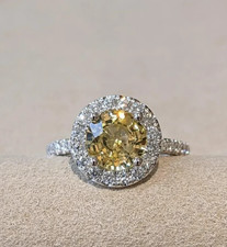 Lab Grown Yellow Sapphire Round Cut 925 Sterling Silver Ring Colored Stone Ring price