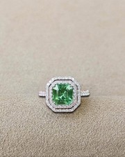 Lab Green Tourmaline Ring, Emerald Cut tourmaline, 925 Sterling Silver Colored Stone Ring price