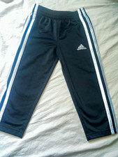 adidas Black Track Pants Pull-On Elastic Waist Side Stripe White 2T Baby Tracksuit price