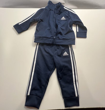 adidas Baby 2-Piece Tracksuit Jacket & Pants 6M Blue/White Full Zip Baby Tracksuit price
