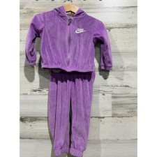 Nike Velour Tracksuit Girls 12M Purple Hooded Jogger Set Sporty EUC Baby Tracksuit price
