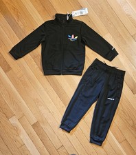 NEW ADIDAS Toddler Little Boy Full-zip Jacket & Pant Tracksuit Set, Black (4T) Baby Tracksuit price