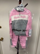 Reebok Toddler Girls 2 Piece Tracksuit Set Pink Gray Hoodie Joggers 24M NWT Baby Tracksuit price