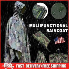 Ripstop Poncho Waterproof Hooded Rain Coat Army Military Camping Hiking Outdoor Raincoat & Poncho (Outdoor) price
