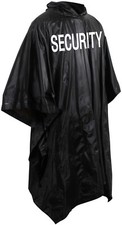 Security Poncho Black Waterproof Rain Hooded Vinyl Guard Officer Bouncer Slicker Raincoat & Poncho (Outdoor) price