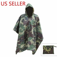 New US Military Woodland Wet Weather Raincoat Poncho Camping Hiking Camo Raincoat & Poncho (Outdoor) price