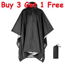 Waterproof Hooded Ripstop Rain Poncho Military Camping Hiking Raincoat Black Raincoat & Poncho (Outdoor) price