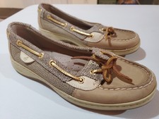 Sperry Top-Sider Women's Boat Shoes Size 7M Tan Beige Leather Fabric STS90241 Women's Boat Shoes price