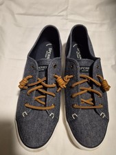 Sperry Women’s Denim Casual Boat Shoes Leather Laces Sz 9.5 Women's Boat Shoes price