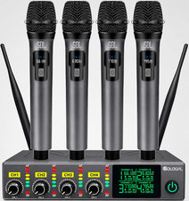 Karaoke DJ Live 4 Channel UHF Wireless Microphone System Rechargeable Handheld Karaoke Microphone price