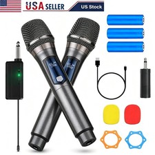 2x Professional Microphone System Handheld Mic Wireles Karaoke Speech w/Receiver Karaoke Microphone price