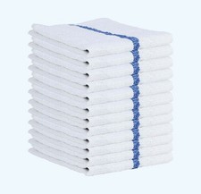 Bar Mop Towels 12 Pack Cotton 16x19 Kitchen Cleaning Blue Stripe Kitchen Towel price