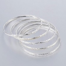 5Pcs 925 Silver Plated Pattern Bracelet Fashion Stacked Band Women's Bracelet Ethnic Bracelet price