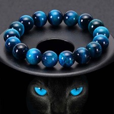 8MM Blue Tiger Eye Bracelet Natural Crystal Stone Energy Healing Reiki Gift Ethnic Bracelet price