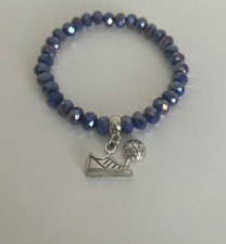 Ladies beautiful bracelet, Purple Austrian Crystal beads and football charm Ethnic Bracelet price