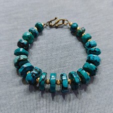 Natural Tibet Turquoise Beads Brass Bracelet Handmade Boho Tribal Ethnic Ethnic Bracelet price