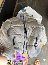 GAP unisex Gray Puffer Jacket Full Zip Size M Polyester Fall/Winter Boys' Coat price