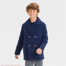 Boys' Solid Pea Coat - Cat & Jack Navy Blue XS: Heavyweight *SEE DEAL!!!* Boys' Coat price