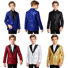 Boys Sequin Blazer Sparkly Formal Jacket Performance Coat Wedding Banquet Suit Boys' Coat price