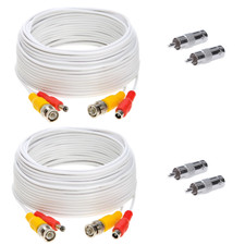 2 x 100FT Video Power Cable BNC DC Security Camera RCA DVR Cord for CCTV White Security Camera Cable price