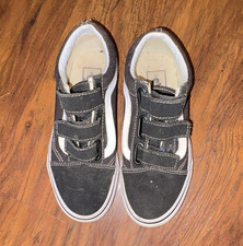 VANS Old Skool V Kids Sneakers Black/White Hook & Loop Straps US 3.5 Unisex Kids Outdoor Shoes price