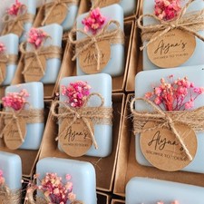 Baby Shower Favor Decorative Blue Bar Soaps, Wrapped w/ Twine & Floral Tags Baby Soap price