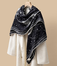 70% Cashmere 30% Silk Shawl 53'' Neckerchief Scarf Bandana planet Print Wrap new Scarf price