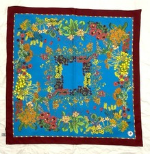 MANTERO 1902  Blue Silk W/Multicoloured Flowers Themed Women’s Square Scarf E.C Scarf price