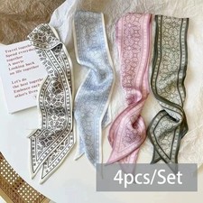 4pcs Silk Satin Scarf Hair Bands Women Ribbon Neck Tie Bag Handle Accessory Scarf price