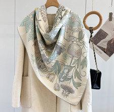 70% Cashmere 30% Silk Wrap Scarf garden Print Double Face Print Shawl 135X135cm Scarf price