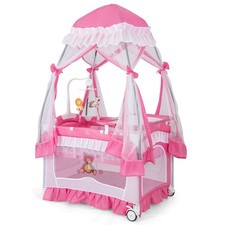 5-in-1 Portable Baby Playard Crib Infant Bassinet Bed w/ Table Canopy Music Playpen Bed price