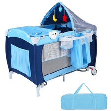 Costway Foldable Baby Crib Playpen Travel Infant Bassinet Bed Net Music w Bag Playpen Bed price