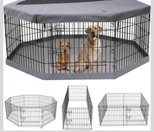 PETIME 8 Panel Metal Dog Playpen Foldable Exercise Pen w/TOP & BOTTOM COVER Playpen Bed price