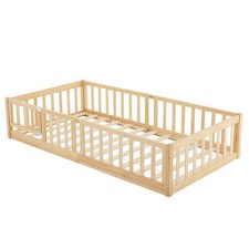 Pine Wood Playpen Bed with Door and Bed Board Twin Children's Wooden Bed Playpen Bed price
